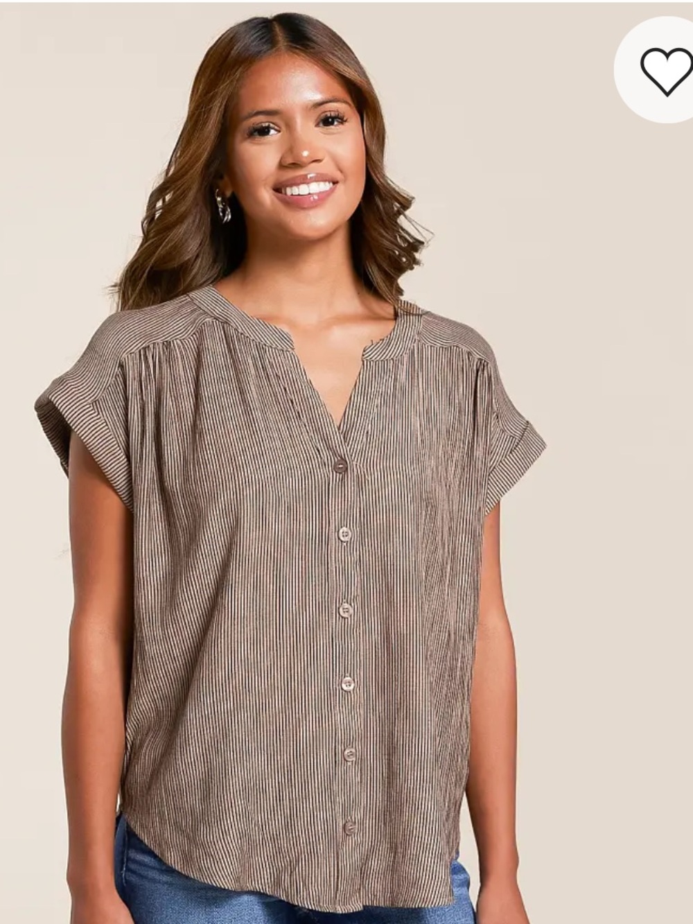 Blue Pepper blouse from Buckle, brown stripes women’s Large